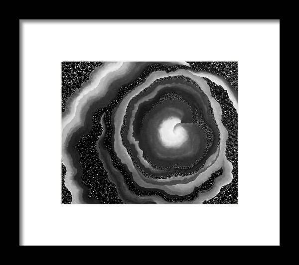 Outer Space Framed Print featuring the painting Searching For ET VII Grayscale by Carol Sabo