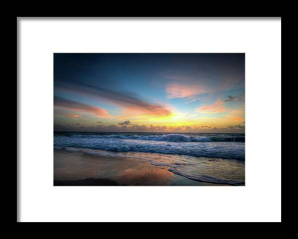Sunrise Framed Print featuring the photograph Seascape Sunrise by R Scott Duncan
