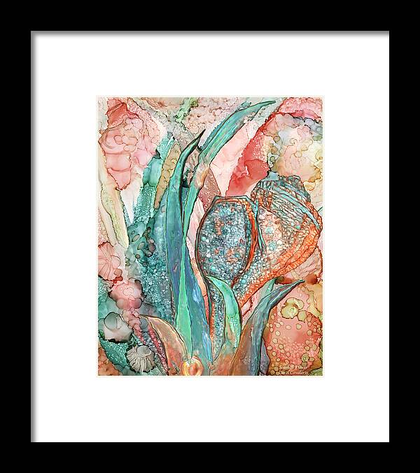 Carol Cavalaris Framed Print featuring the mixed media Seashell Flower - Organica by Carol Cavalaris