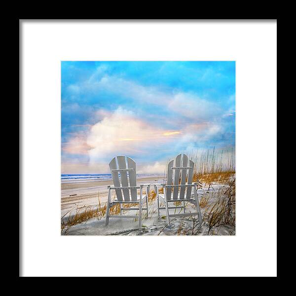 Clouds Framed Print featuring the photograph Seaside Aquas and Whites by Debra and Dave Vanderlaan