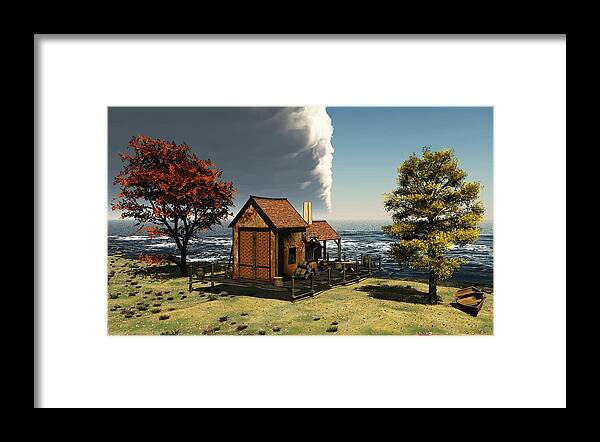Seaside Cottage Framed Print featuring the digital art Seaside Cottage by John Junek