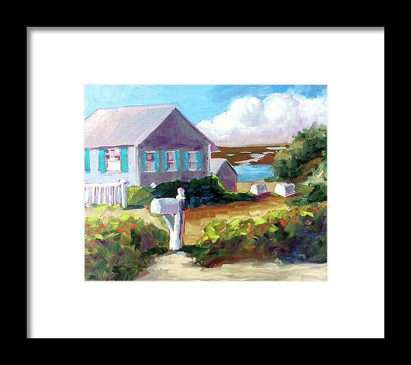 Seaside Cottage Framed Print featuring the painting Seaside Mail by Barbara Hageman