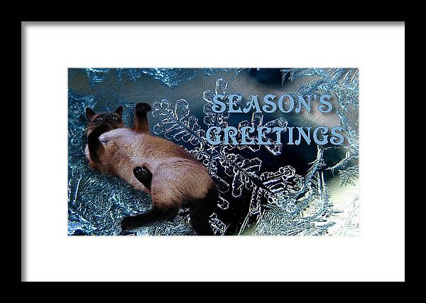 Siamese Framed Print featuring the digital art Seasons Greetings by Theresa Campbell