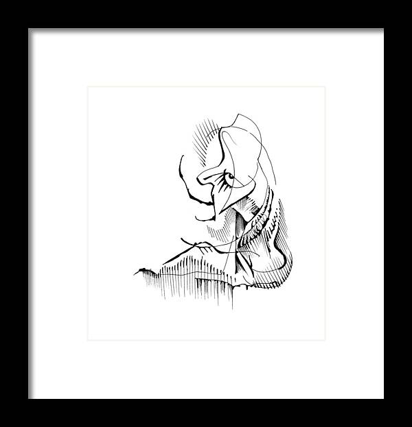 Pen And Ink Drawing Framed Print featuring the drawing Seated Ennui by Keith A Link