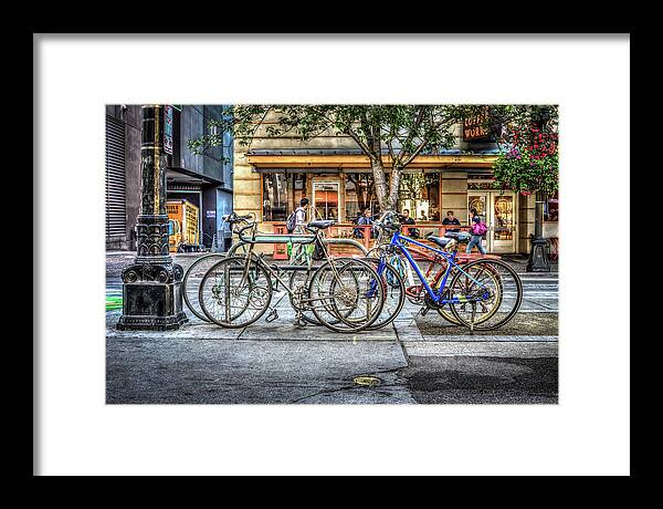 Seattle Framed Print featuring the photograph Seattle Bicycles by Spencer McDonald