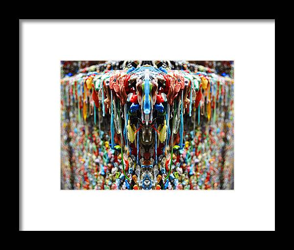 Gum Framed Print featuring the digital art Seattle Post Alley Gum Wall Reflection by Pelo Blanco Photo