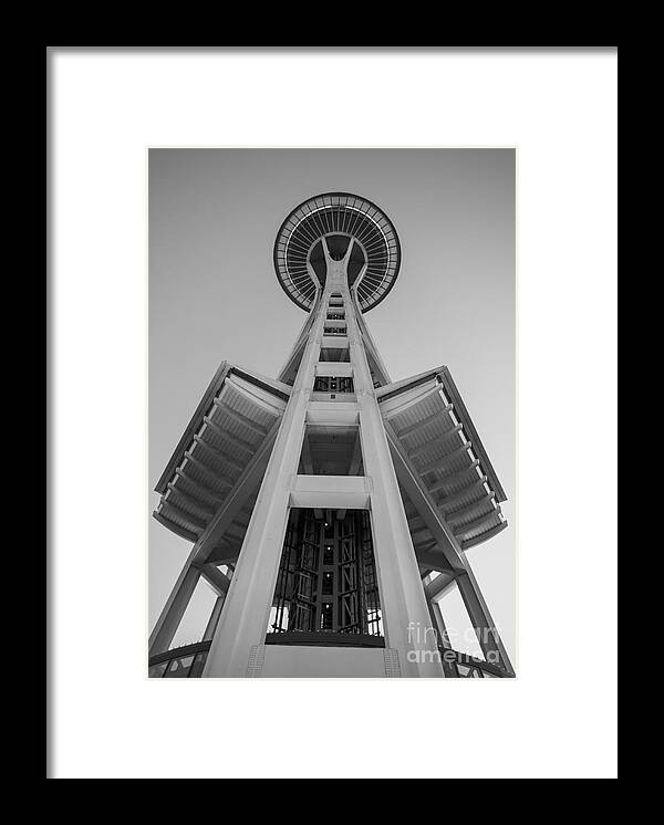 Seattle￿s Space Needle Framed Print featuring the photograph Seattle Space Needle in Black and White by Patrick Fennell