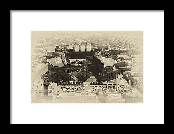 Yellowed Framed Print featuring the photograph Seattle Stadiums Old Yellow by Pelo Blanco Photo