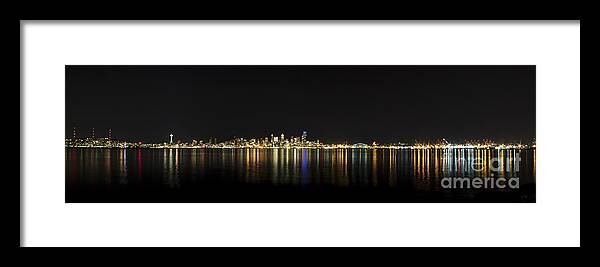Seattle Framed Print featuring the photograph Seattle Washington Skyline from Alki Seacrest Park at 10mm by Patrick Fennell