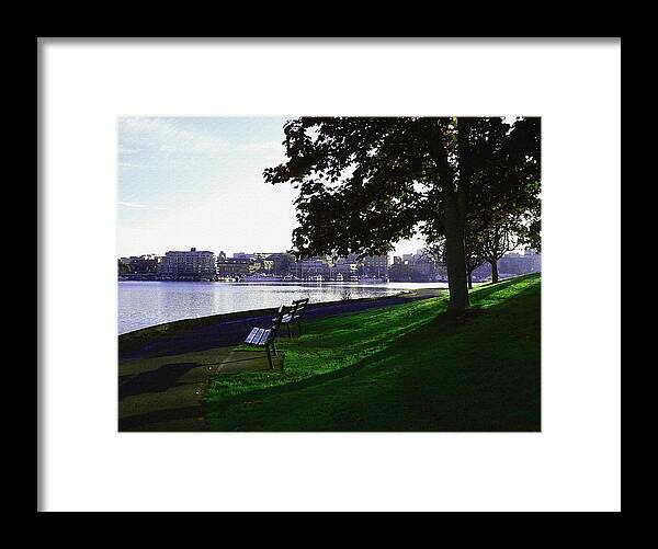 Sea Wall Framed Print featuring the photograph Seawall Strolling at Daybreak Victoria BC by Barbara St Jean