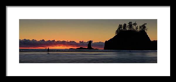 Second Beach Framed Print featuring the photograph Second Beach Silhouettes by Dan Mihai