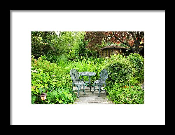 Garden Framed Print featuring the photograph Secret Garden Retreat by Maria Janicki