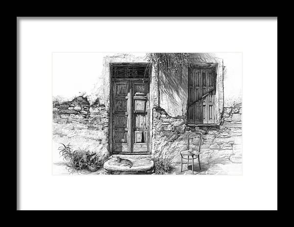 Drawing Framed Print featuring the drawing Secret of the Closed Doors by Sergey Gusarin