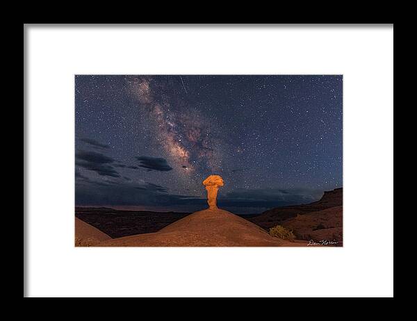 Moab Framed Print featuring the photograph Secret Spire and The Milky Way Horizontal by Dan Norris