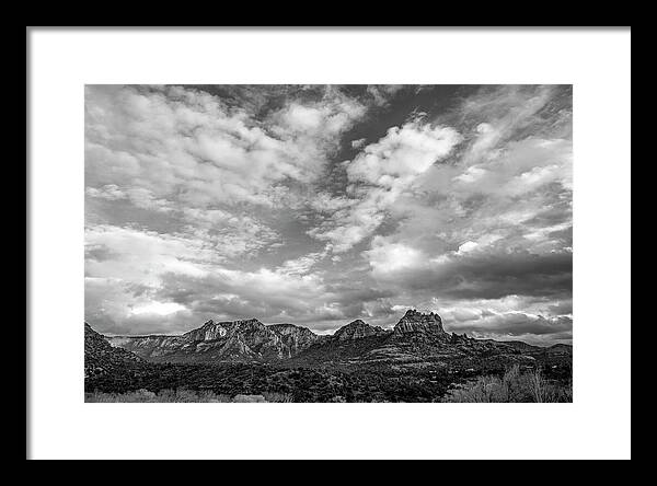 Sedona Framed Print featuring the photograph Sedona Red Rock Country BnW Arizona Landscape 0986 by David Haskett II