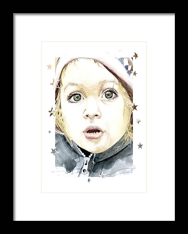 Baby Framed Print featuring the painting See The World Through My Eyes by Alban Dizdari