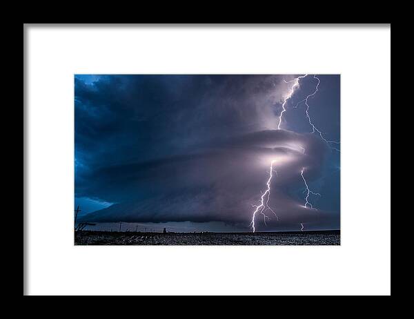 Lightning Framed Print featuring the photograph Selden, KS Electric Supercell by Marcus Hustedde
