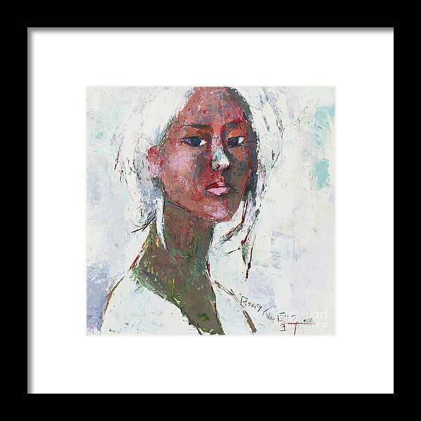 Oil Framed Print featuring the painting Self Portrait 1503 by Becky Kim