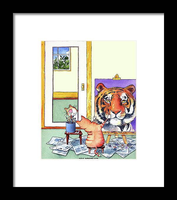 Tiger Framed Print featuring the painting Self Portrait, Tiger by Jim Tweedy