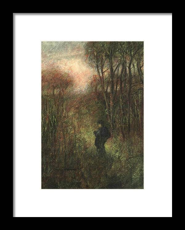 Traveler Framed Print featuring the painting Self Portrait with Landscape by David Ladmore