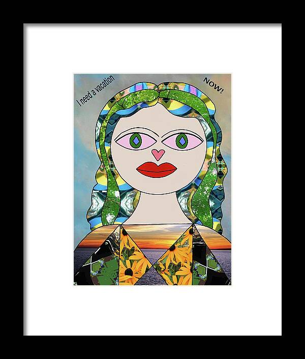 Vacations Framed Print featuring the digital art Selfie woman by Laura Smith