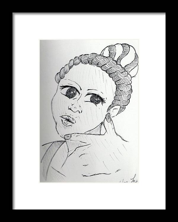 Selfy Framed Print featuring the drawing Selfy by Loretta Nash