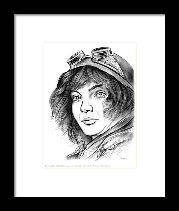 Gotham Framed Print featuring the drawing Selina Kyle by Greg Joens