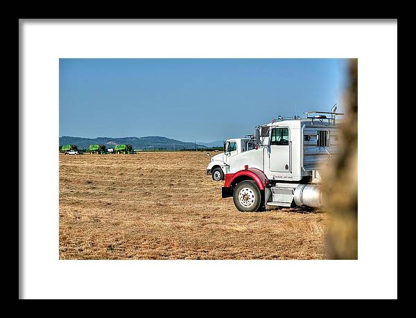 Farm Framed Print featuring the photograph Semi Trucks Ready by Jerry Sodorff
