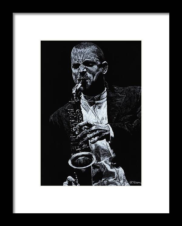 Musician Framed Print featuring the pastel Sensational Sax by Richard Young