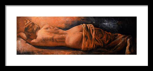 Nude Framed Print featuring the painting Sensuale by Escha Van den bogerd