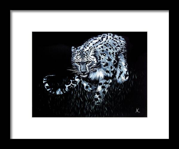 Cat Framed Print featuring the painting Sentinel of the Night by Neslihan Ergul Colley