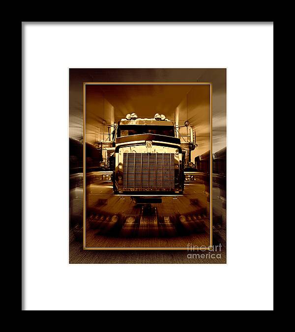 Trucks Framed Print featuring the photograph Sepia toned Kenworth Abstract by Randy Harris