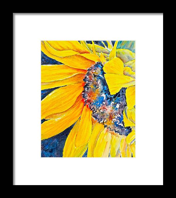 Watercolor Framed Print featuring the painting September Sunflower by Carolyn Rosenberger