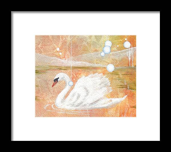 Swan Framed Print featuring the painting Serena's Sanctuary by Jackie Mueller-Jones