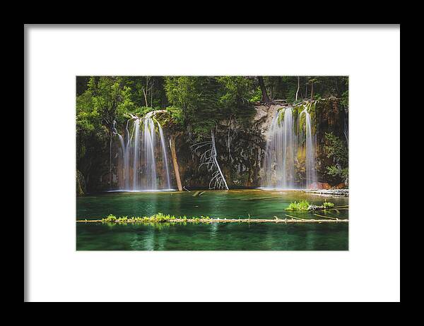 Beauty In Nature Framed Print featuring the photograph Serene Hanging Lake Waterfalls by Andy Konieczny