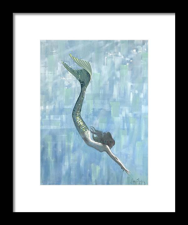 Mermaid Framed Print featuring the painting Serenity by Maggii Sarfaty