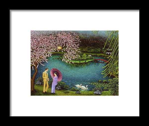 Japanese Garden Framed Print featuring the painting Serenity by Tracy Dennison