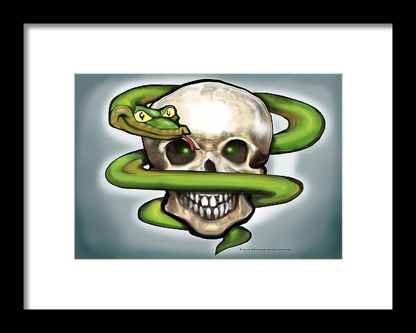 Serpent Framed Print featuring the digital art Serpent n Skull by Kevin Middleton