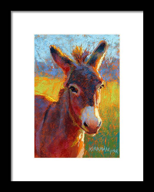Donkey Framed Print featuring the pastel Serrano by Rita Kirkman