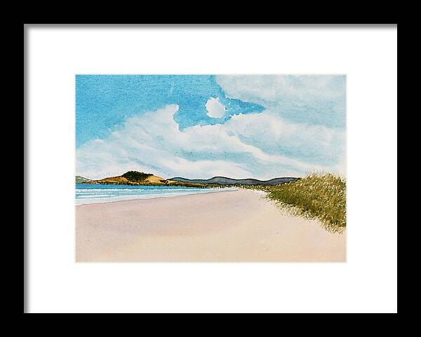 Afternoon Framed Print featuring the painting Seven Mile Beach on a calm, sunny day by Dorothy Darden