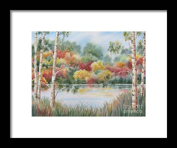 Autumn Landscape Framed Print featuring the painting Shades of Autumn by Deborah Ronglien