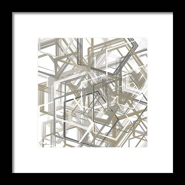 Charcoal Gray Framed Print featuring the painting Shades Of Gray Geometric by Lourry Legarde