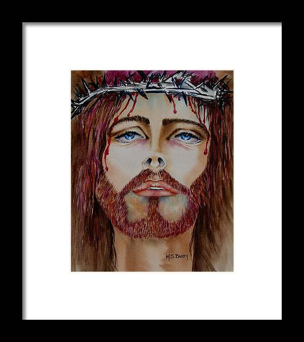 Jesus Framed Print featuring the painting Shades of Jesus by Maria Barry