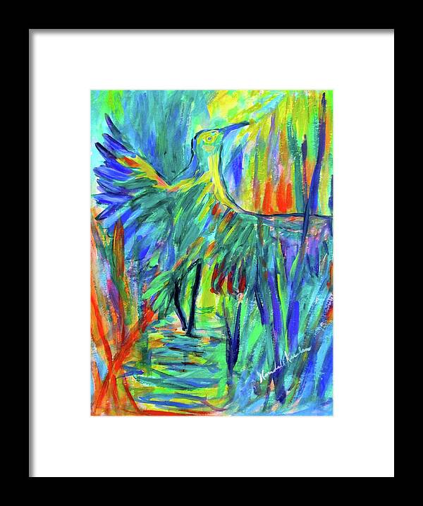 Heron Paintings Framed Print featuring the painting Shadow Heron by Kendall Kessler