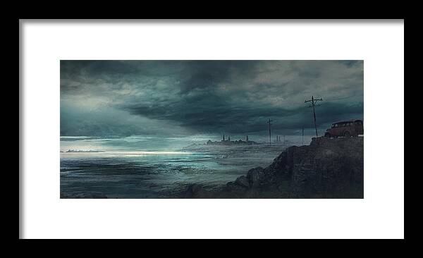 Lovecraft Framed Print featuring the painting Shadow over Innsmouth by Guillem H Pongiluppi