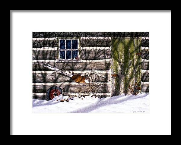 Rural Framed Print featuring the painting Shadows in December by Conrad Mieschke