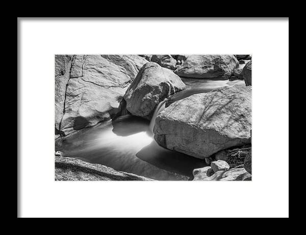Black Framed Print featuring the photograph Shadows of a Creek in Black and White by James BO Insogna