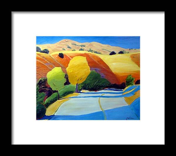Road Framed Print featuring the painting Shadows on Metcalf Road by Gary Coleman