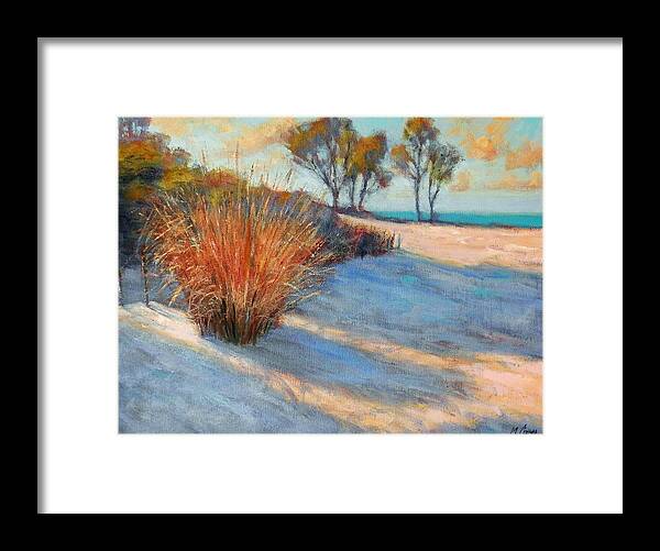 Impressionist Framed Print featuring the painting Shadows on the Sand by Michael Camp