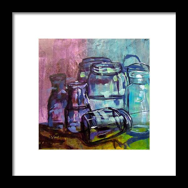 Glass Framed Print featuring the painting Shadows through Glass by Barbara O'Toole